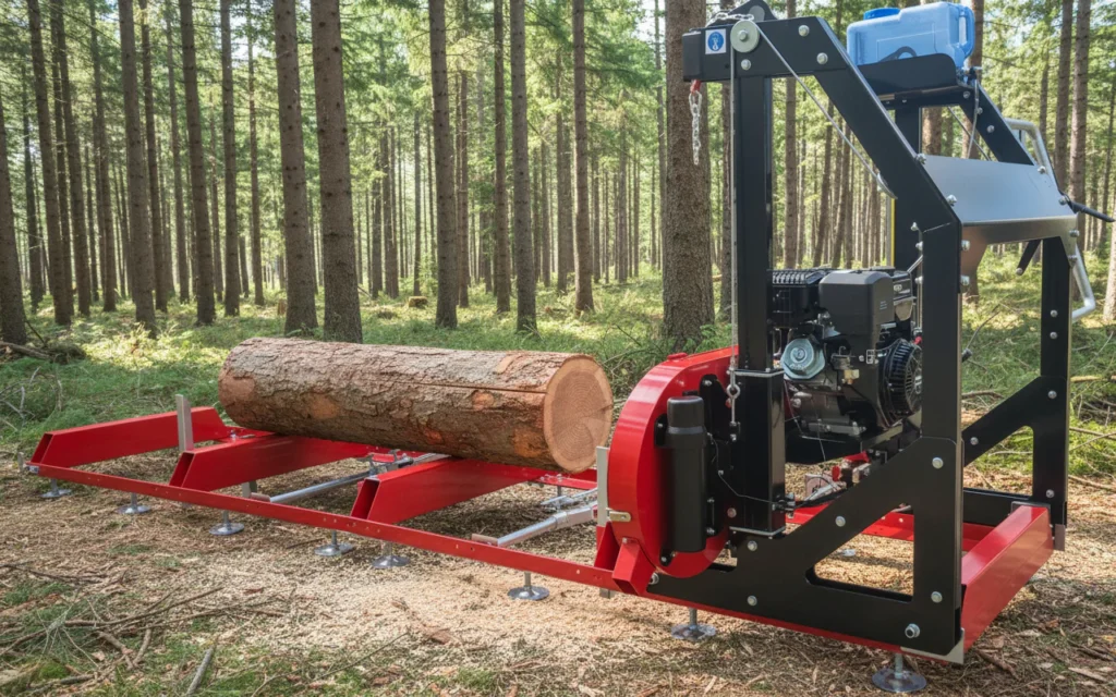 32 portable sawmill with 14 hp electric start loncin engine sawmill trailer extension tracks optional heavy duty manual mill 4692912 (1)